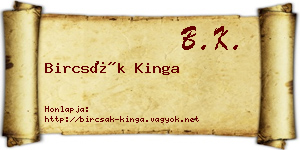Bircsák Kinga névjegykártya